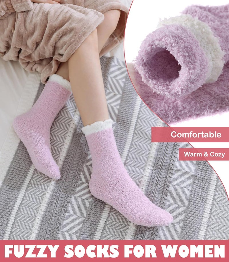 LINEMIN Womens Fuzzy Socks Cozy Fluffy Winter Warm Slipper Socks Microfiber Soft Home Sleeping Socks - Image 4